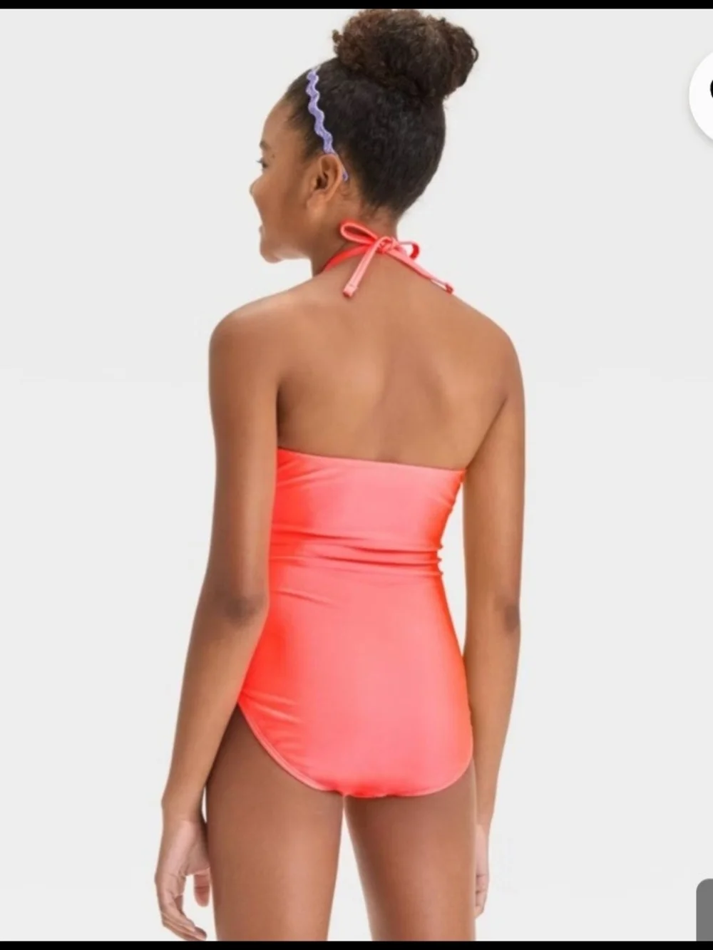 Art Class Girls One Piece Bathing Suit. Fluorescent Orange. Size S(6/7) & M(8)